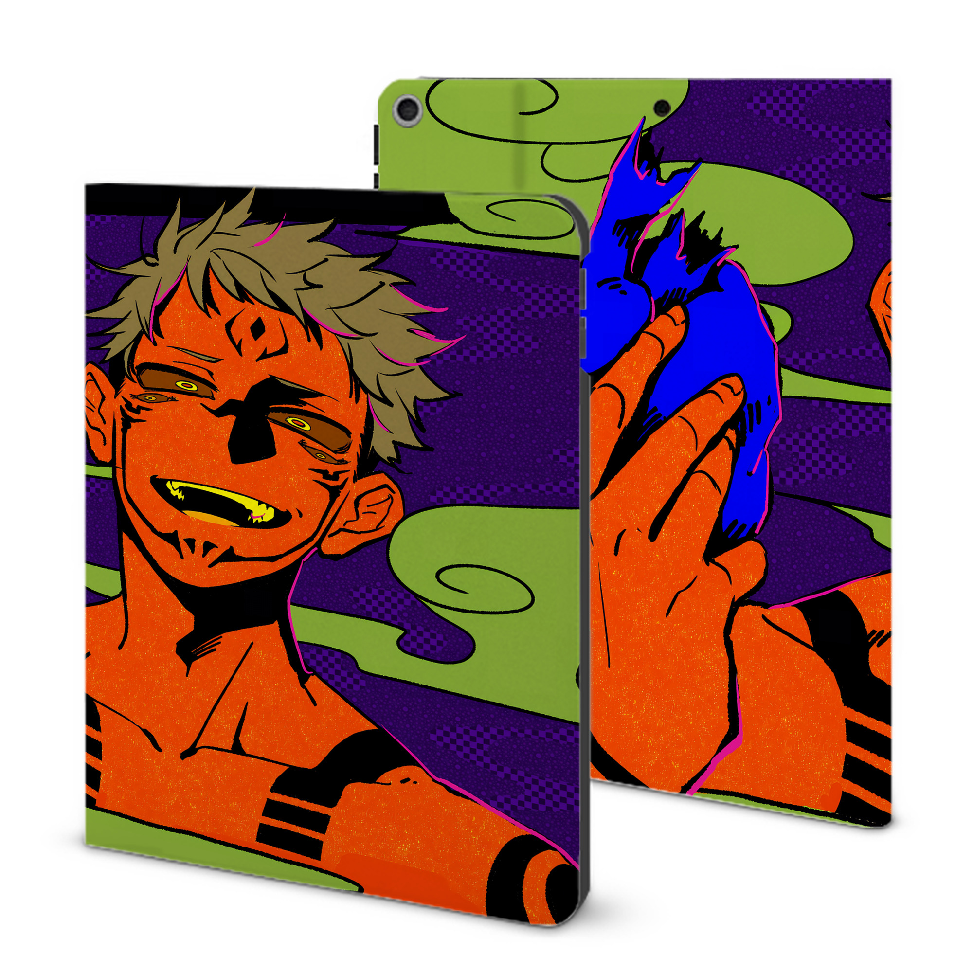 （画像用） 呪術廻戦 Jujutsu Kaisen IPad ケース ブック型 PUレザー TPU 耐衝撃 軽量 薄型 ペン収納なし 全面保護 IPad 各モデル対応